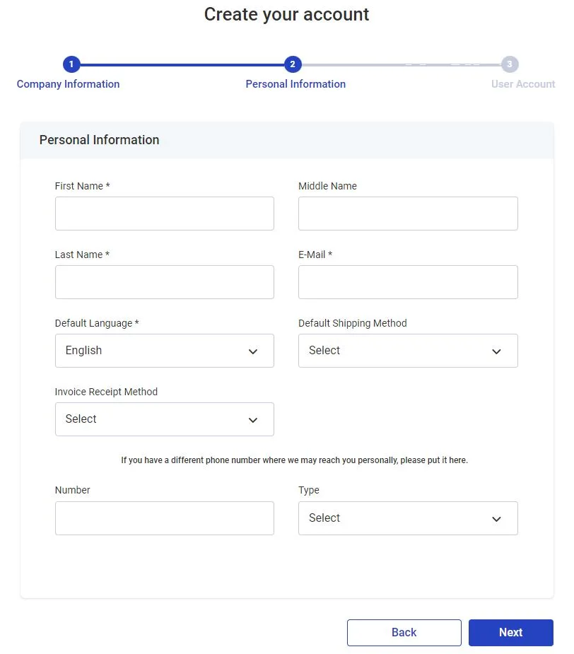 Online Ordering Personal Information